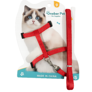 Arnés Ajustable para Gato con Correa – Color Rojo