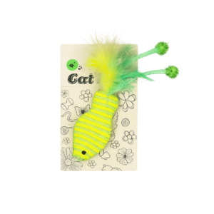 Juguete para Gatos en Forma de Pez con Plumas y Cascabel